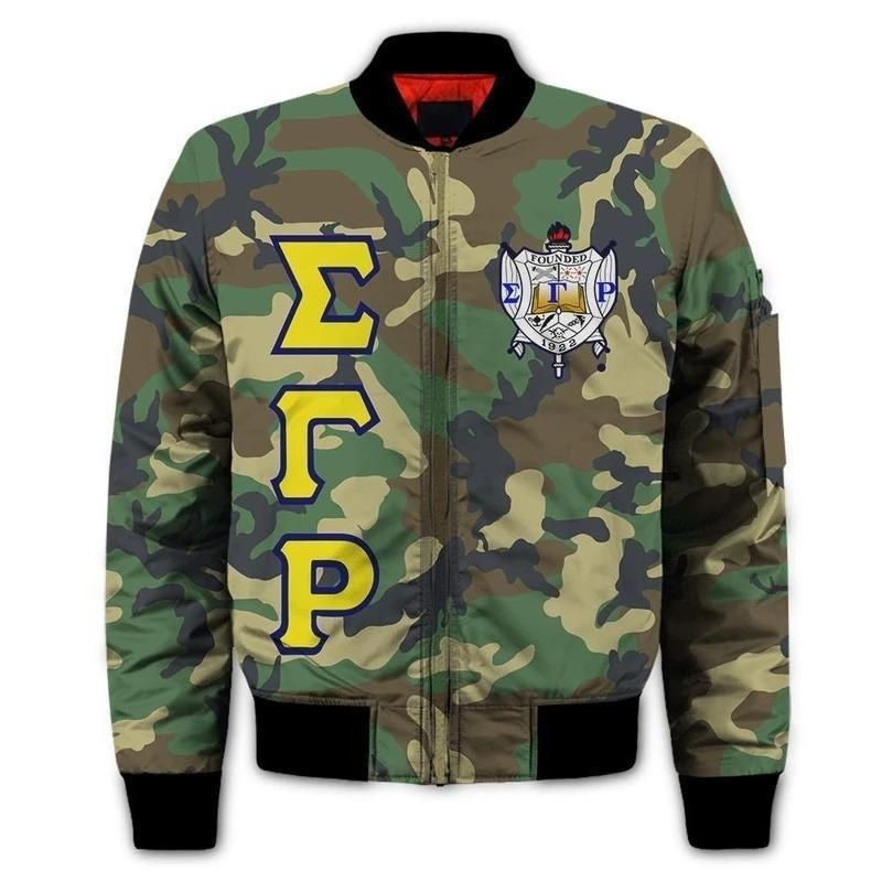Militaty Sigma Gamma Rho Woman Poodle Sleeve Zip Bomber Jacket