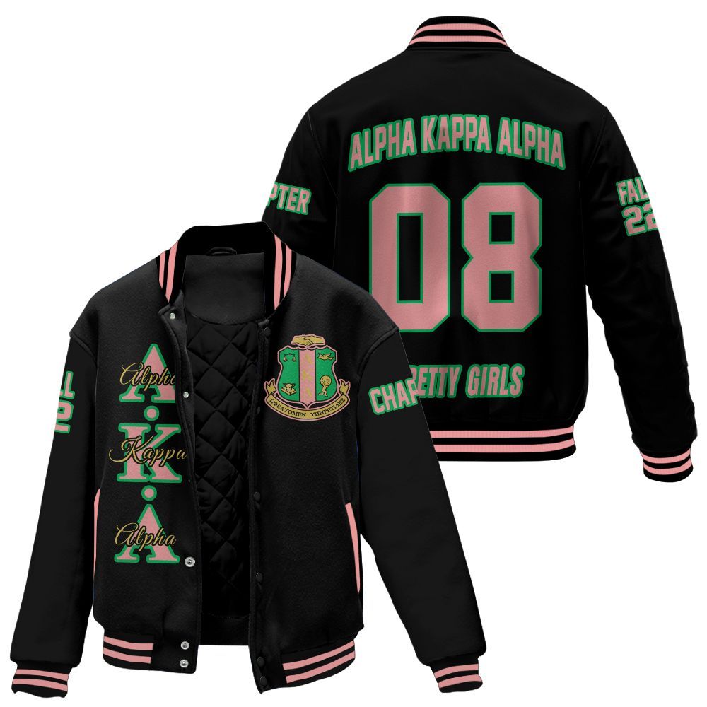 Ireishprint A.K.A Custom Chapter Stitched Jacket, Personalized Black 1908 Sorority Embroidered Jacket