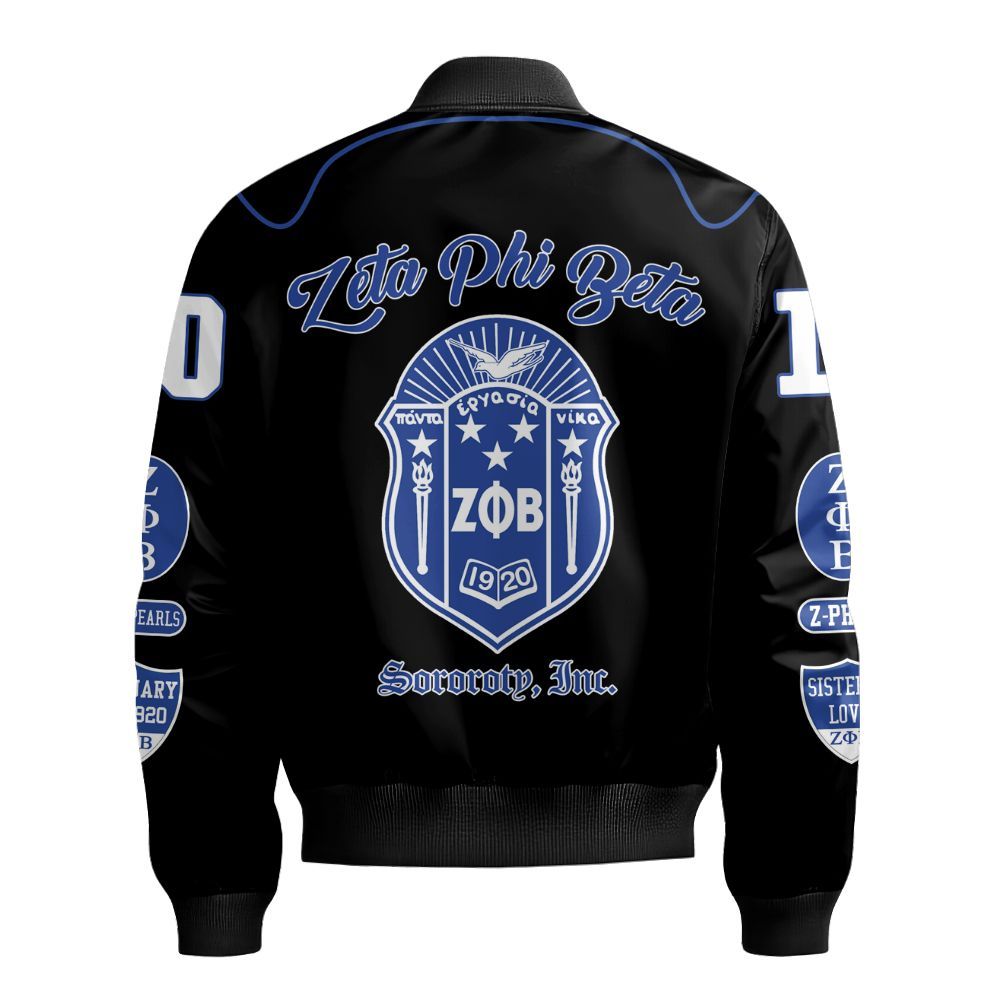 Ireishprint Zeta Phi Beta Bomber Jacket, Zeta Phi Beta Dove Z-phi-B Zeta Phi Beta Sorority Bomber Jacket
