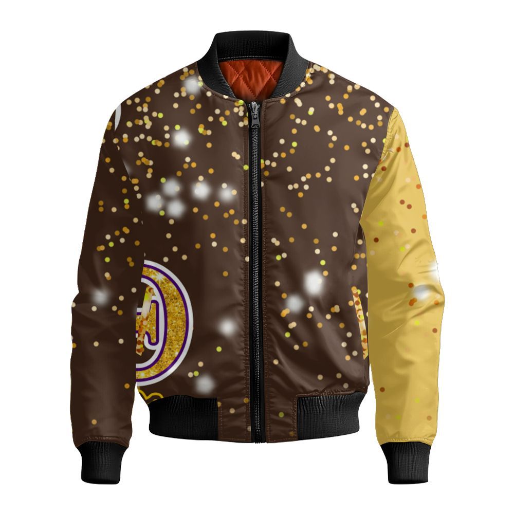 Ireishprint Custom Name Iota Phi Theta Ceramic Ornament, Gold Duo Charcoal Brown Glitter 1963 Fraternity Xmas Ornament Bomber Jacket