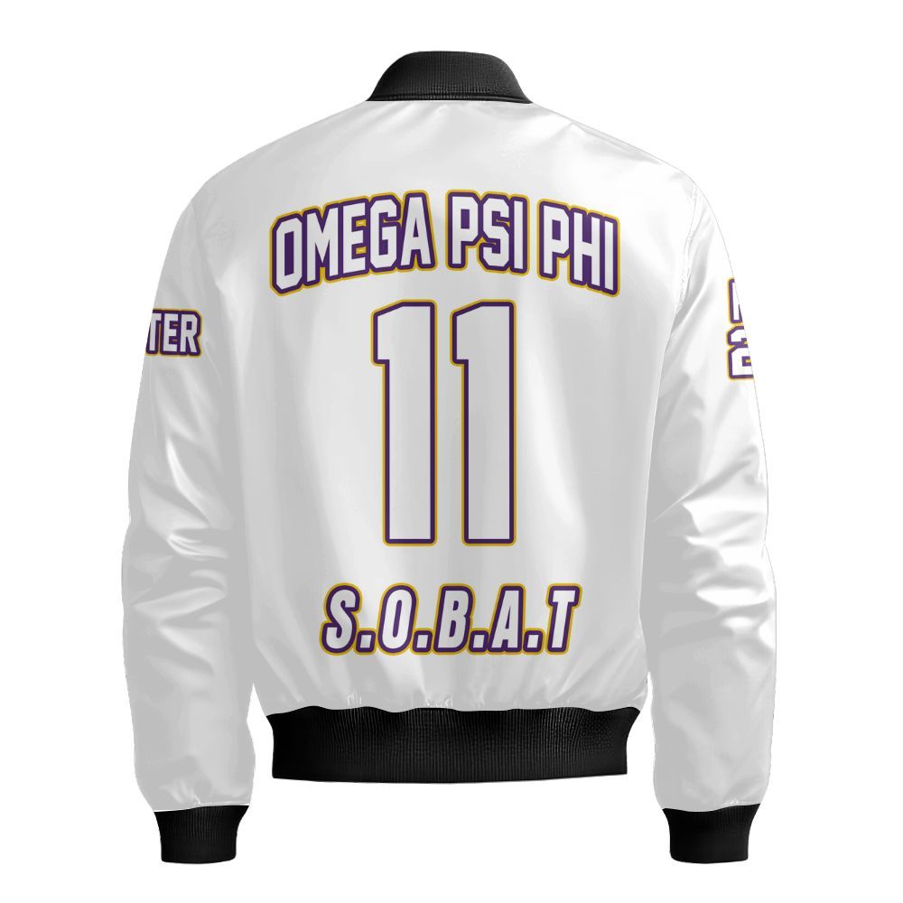 Ireishprint ΩΨΦ Custom Chapter Shirt, Personalized White Shirt ΩΨΦ Fraternity Bomber Jacket