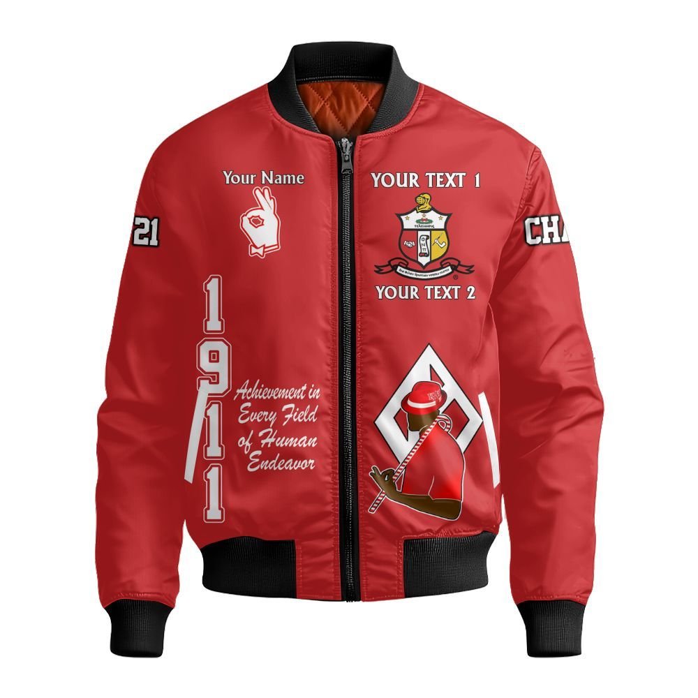 Ireishprint ΚΑΨ Custom Full Line Bomber Jacket, Krimson Crest Highlight Style Fraternity Bomber Jacket