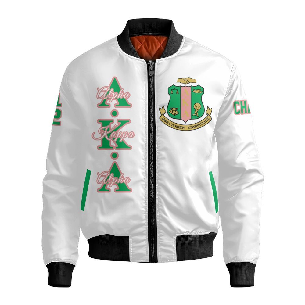 Ireishprint A.K.A Custom Chapter Shirt, Personalized White Apple Green Shirt Since 1908 Sorority Bomber Jacket