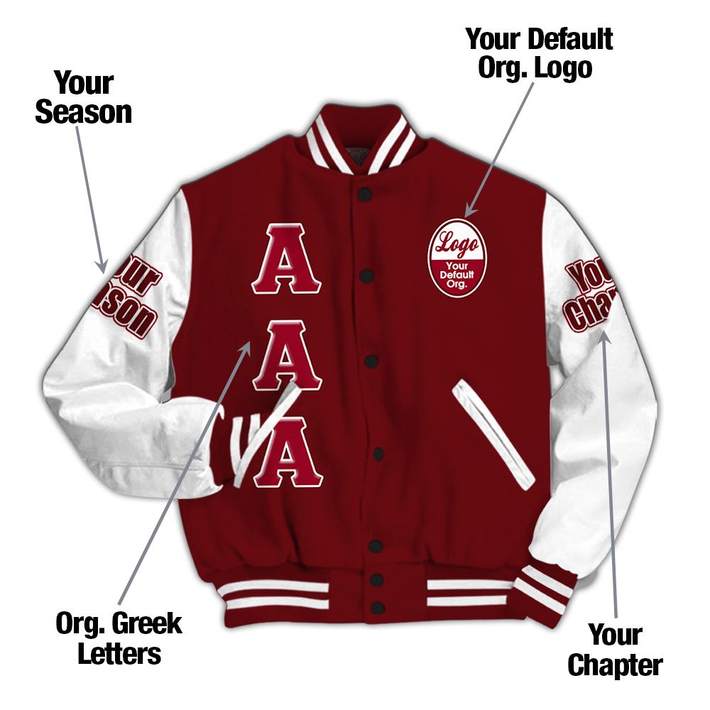 Custom Chapter Varsity Jacket, Kappa Alpha Psi Crimson White Sleeve Jacket Since 1911 Fraternity