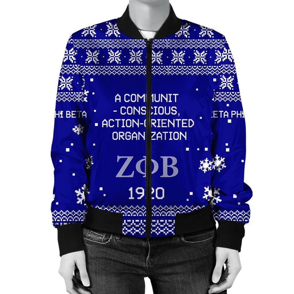 Zeta Phi Beta Xmas Motto Bomber Jacket