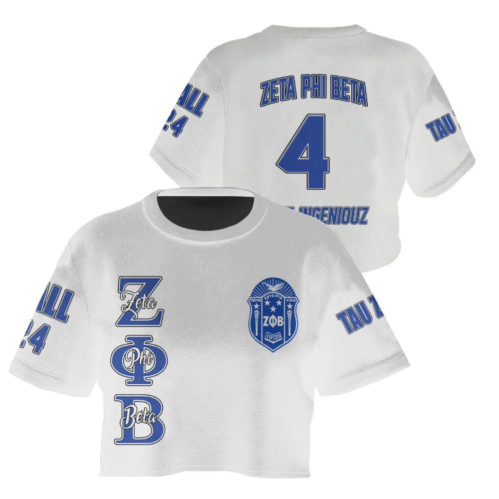 Ireishprint Zeta Phi Beta Custom Chapter Crop Shirt, Personalized Your Z Phi B White Shirt 1920 Zeta Phi Beta Sorority Crop Top