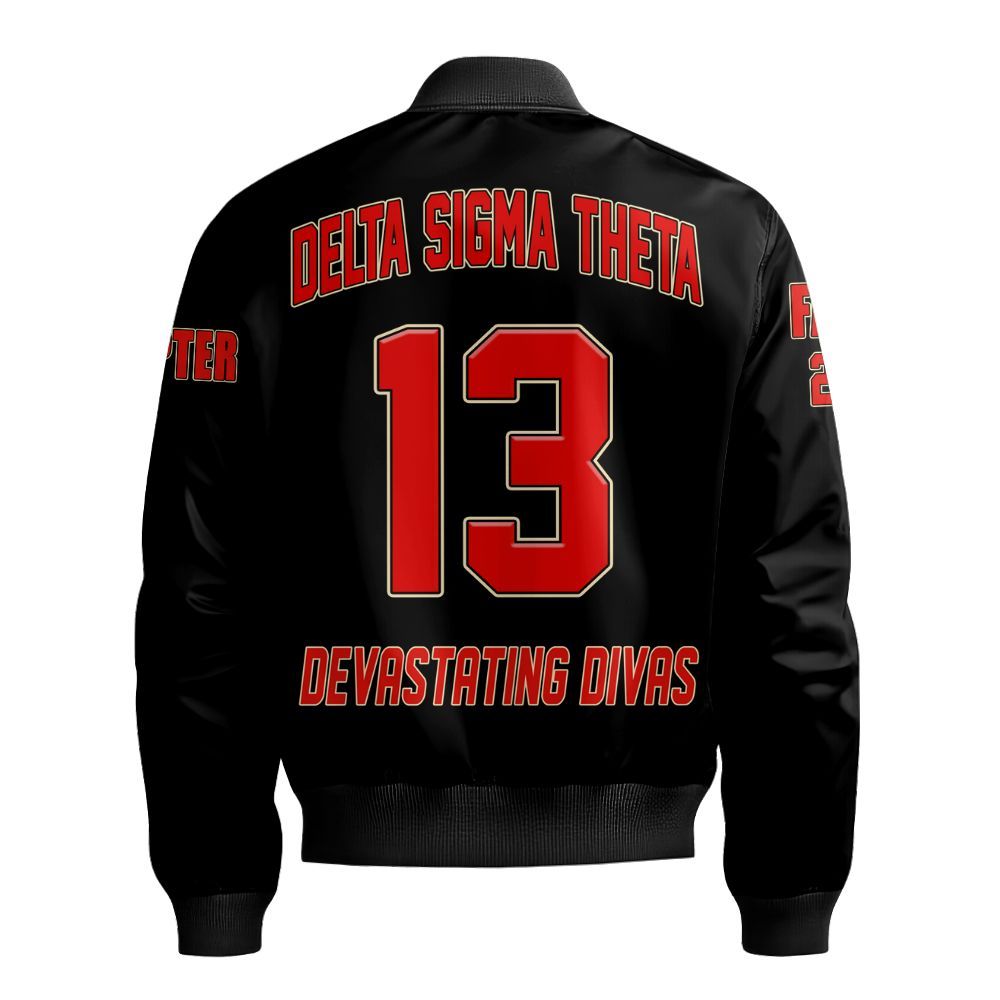 Ireishprint Delta Sigma Theta Custom Line Crossing Jacket, Black Simple Delta Sigma Theta Jacket Sorority Bomber Jacket