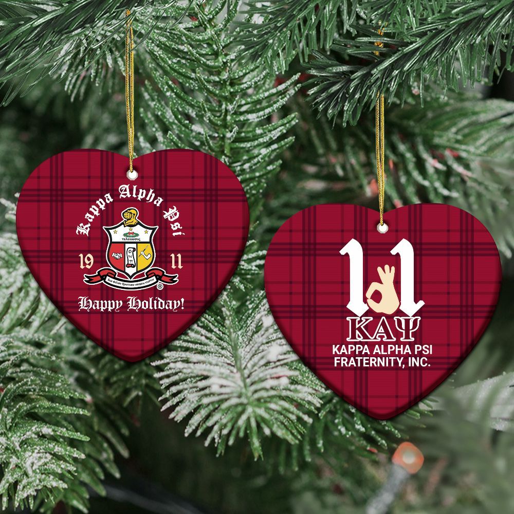 Ireishprint ΚΑΨ Ceramic Ornament, Kappa Handsign Krimson Red 1911 Fraternity Ceramic Christmas Ornament