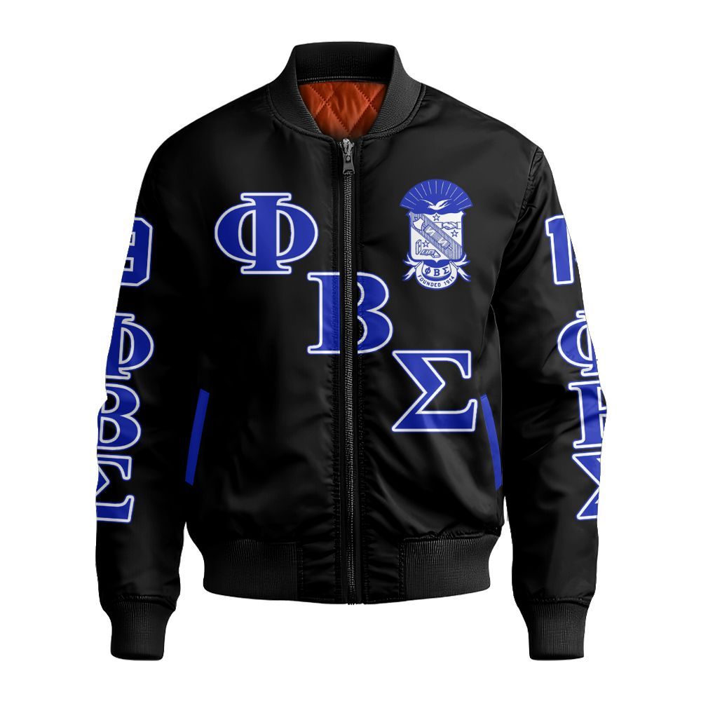 Ireishprint Phi Beta Sigma Bomber Jacket, Dove Black Royal Blue Bomber Jacket Phi Beta Sigma Fraternity Bomber Jacket