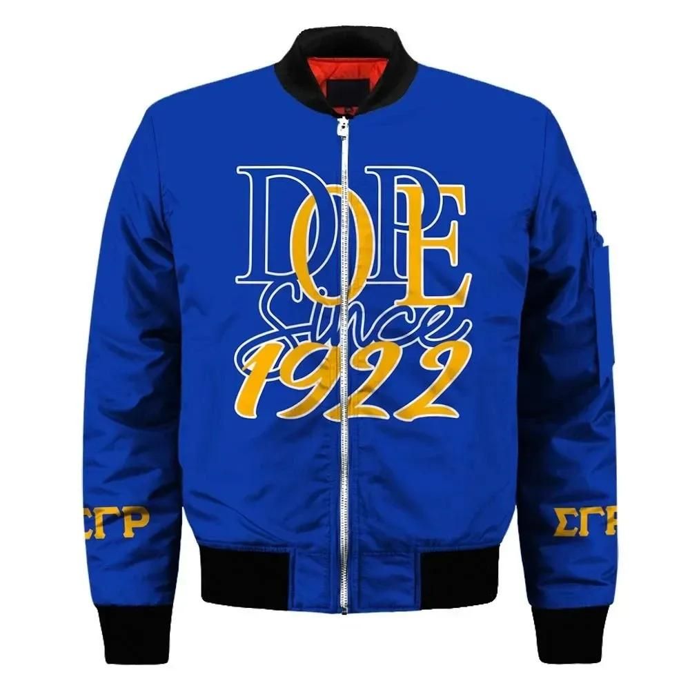 Africa Zone Jacket - Sigma Gamma Rho Dope 1922 Sleeve Zip Bomber Jacket J5