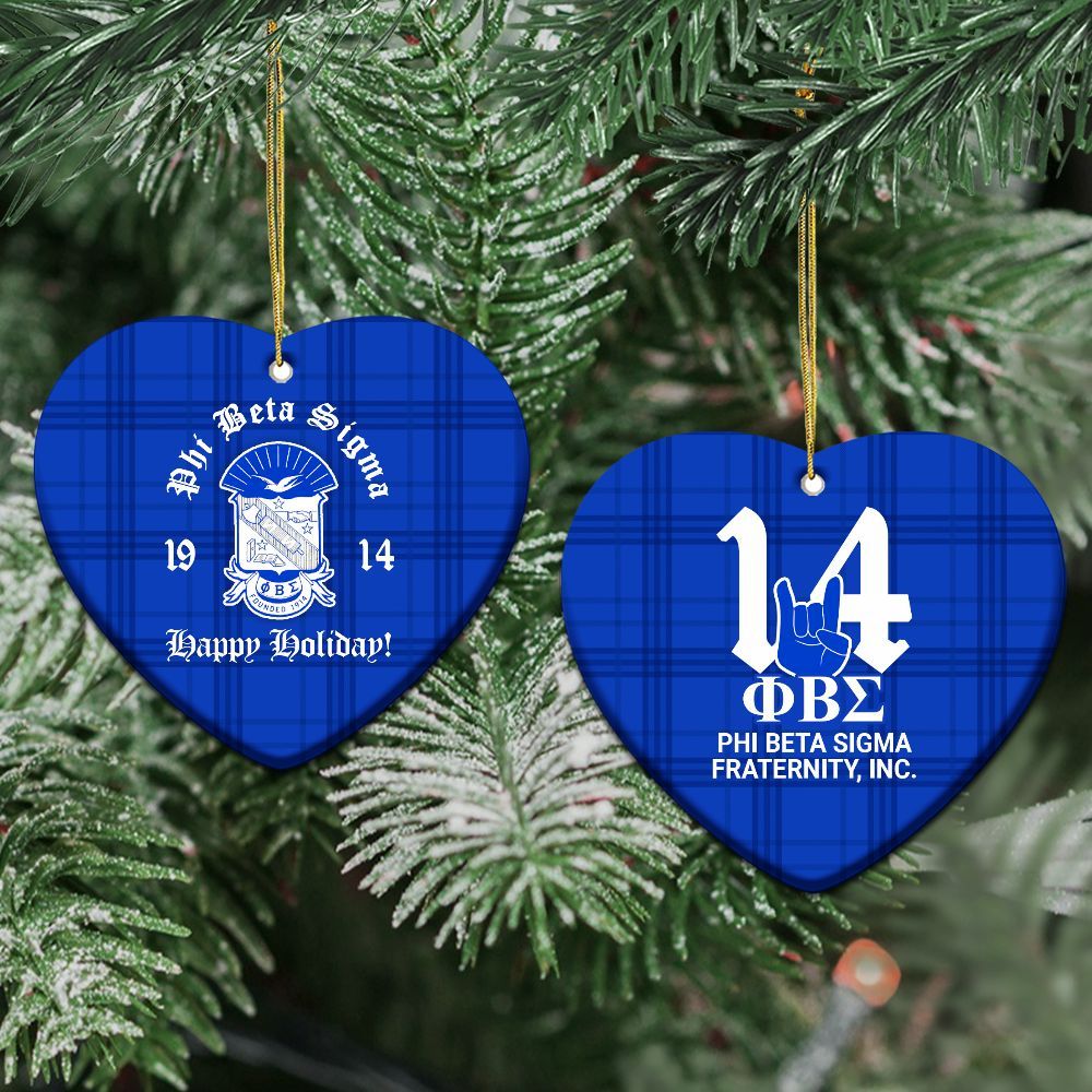 Ireishprint Phi Beta Sigma Ceramic Ornament, Handsign Inspired Royal Blue 1914 Fraternity Christmas Ornament