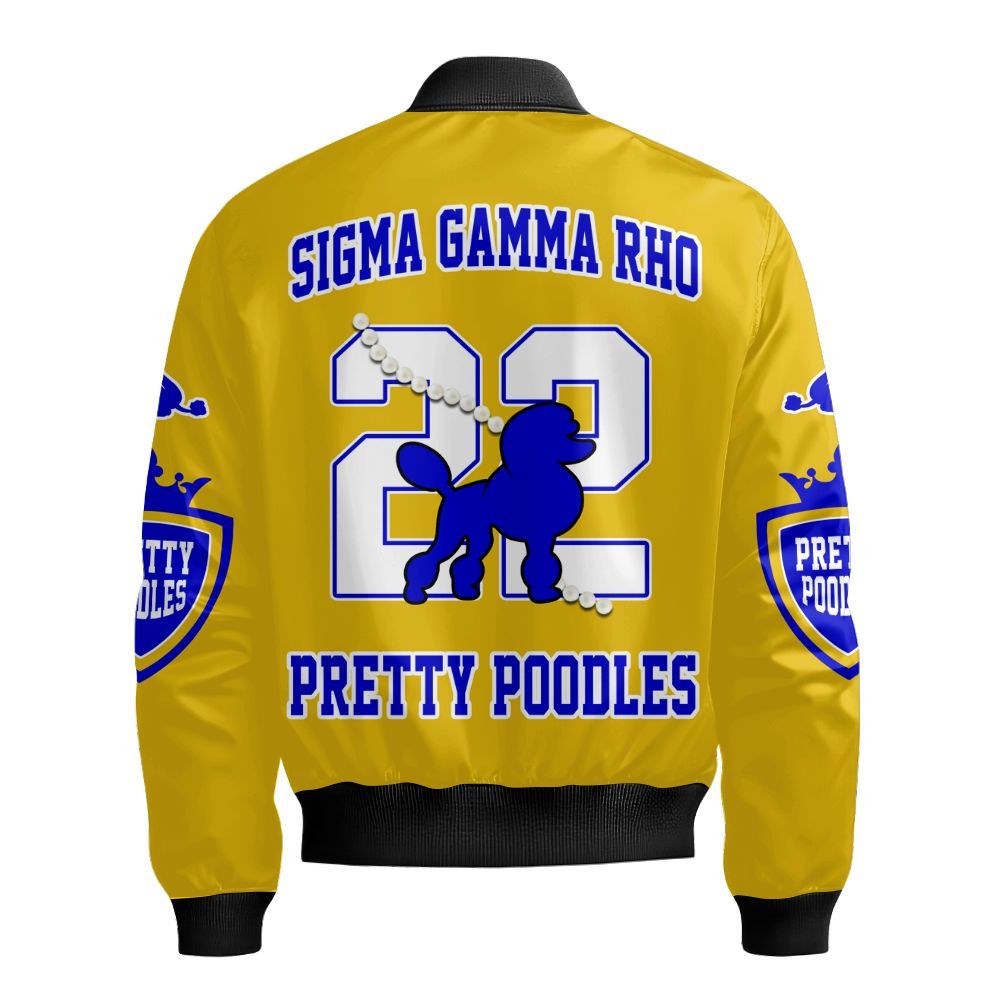 Ireishprint Sigma Gamma Rho Off Shoulder Sweatshirt, Pretty Poodles Sweatshirt Sigma Gamma Rho Sorority Bomber Jacket