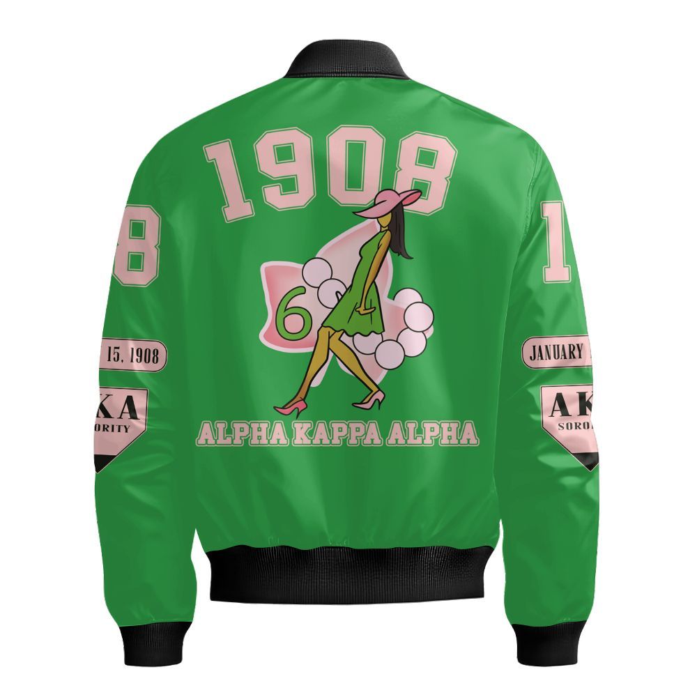 Ireishprint A.K.A Varsity Jacket, Apple Green Varsity Jacket 1908 Sorority Bomber Jacket