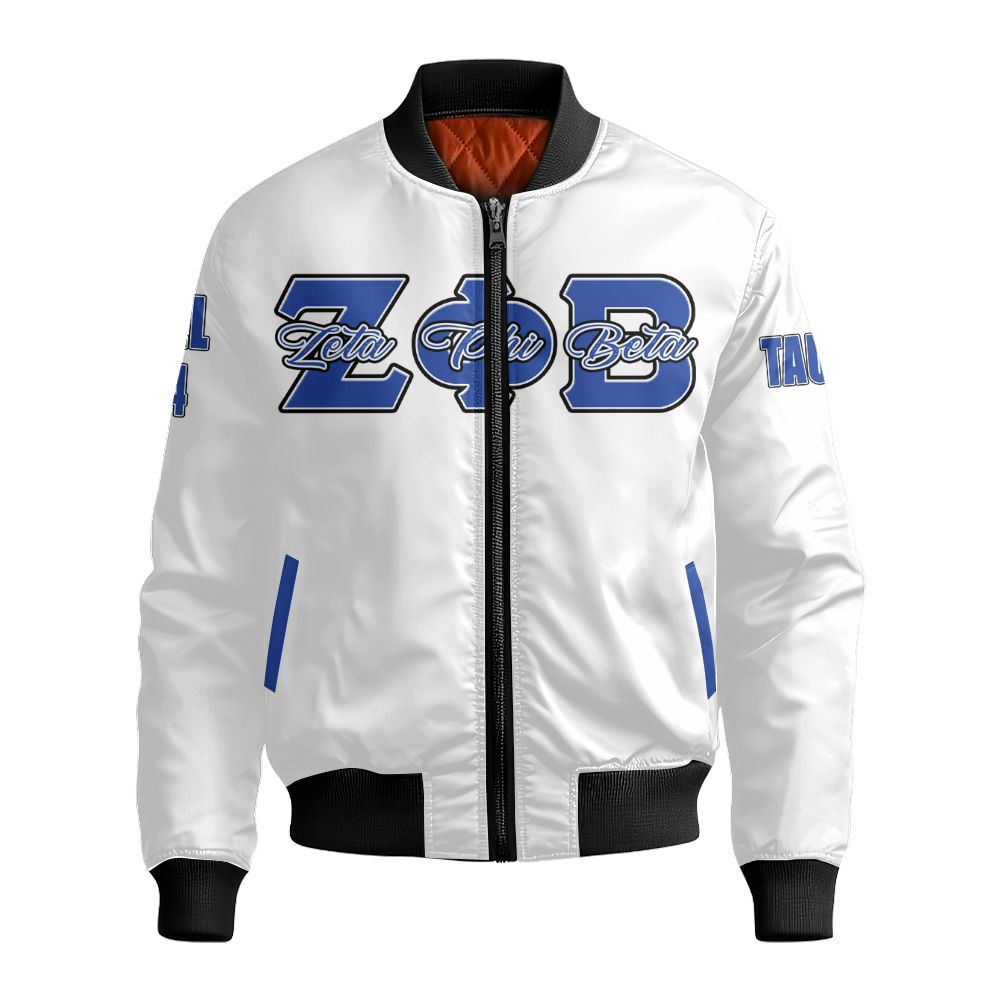 Ireishprint Zeta Phi Beta Custom Chapter Shirt, Personalized Z Phi B White Shirt Zeta Phi Beta Sorority Bomber Jacket