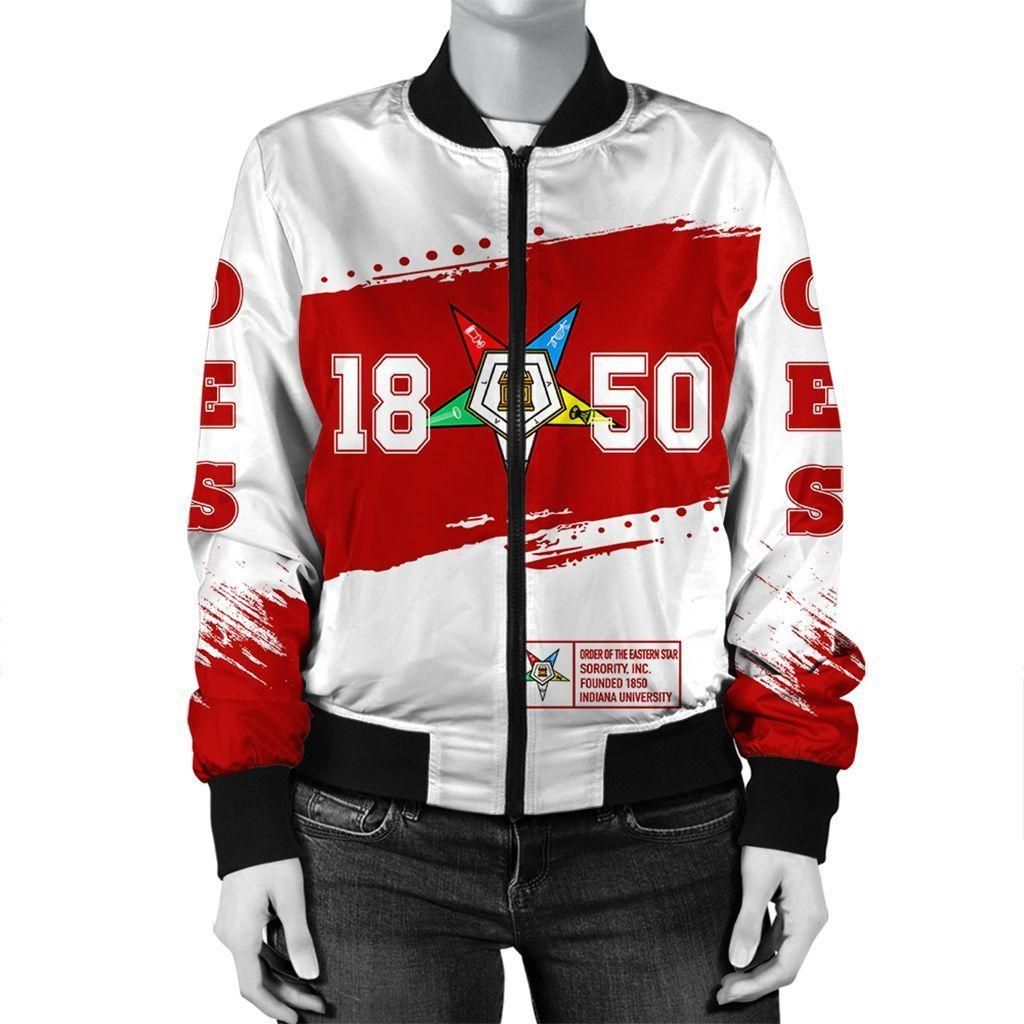 Africa Zone Jacket - Order Of The Eastern Star White Indiana University Bomber Jacket J09