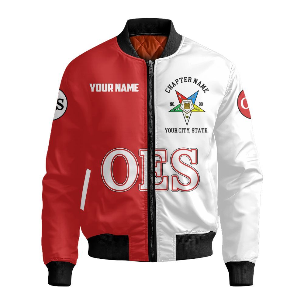 Ireishprint OES Custom Legacy Shirt, Red Circle Legacy Style Order Of The Eastern Star OES Sorority Bomber Jacket