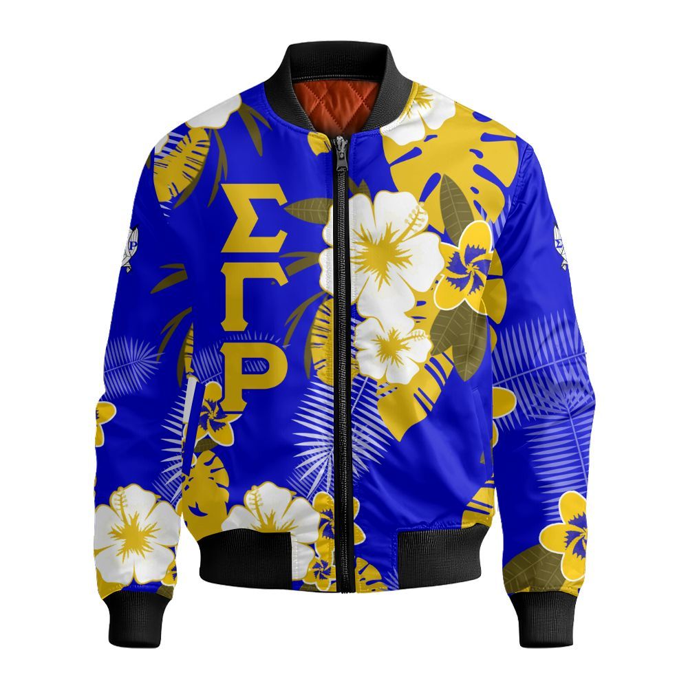 Ireishprint Sigma Gamma Rho Hawaii Shirt, Hibiscus Flower Hawaii Shirt Sigma Gamma Rho Sorority Bomber Jacket