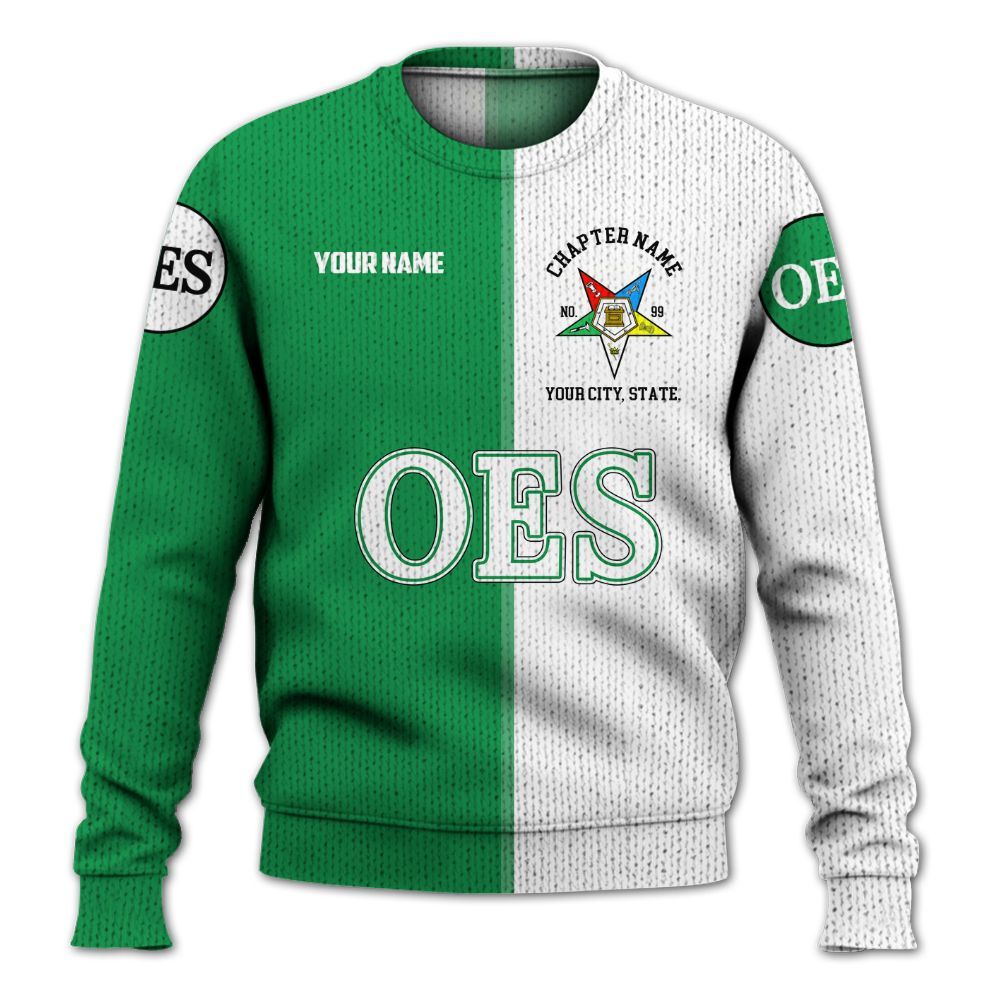 Ireishprint OES Custom Legacy Shirt, Green Circle Legacy Style Order Of The Eastern Star OES Shirt Sorority Knitted Sweater