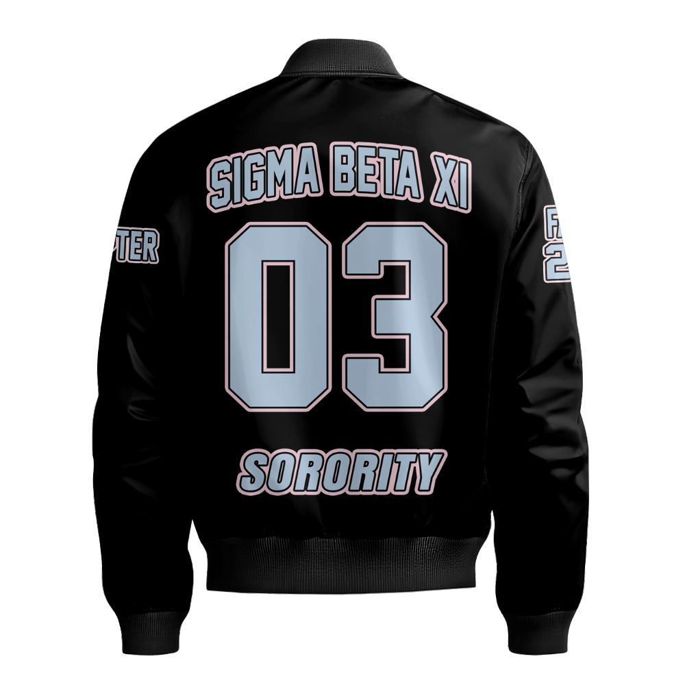 Ireishprint Sigma Beta Xi Custom Chapter Knitted Cardigan, Personalized Black Knitted Cardigan Sigma Beta Xi Sorority Bomber Jacket
