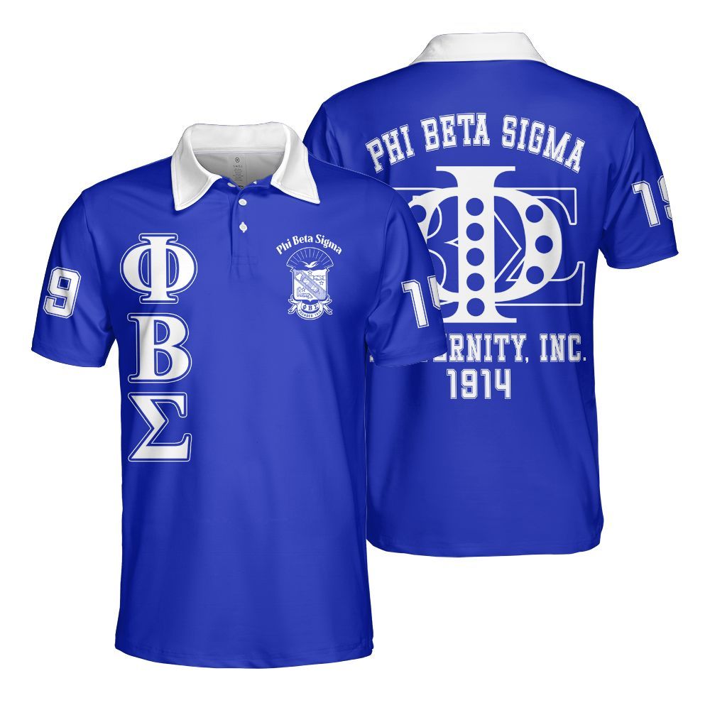 Ireishprint ΦΒΣ Polo Shirt, Royal Blue Polo Shirt 1914 Fraternity Polo Shirt