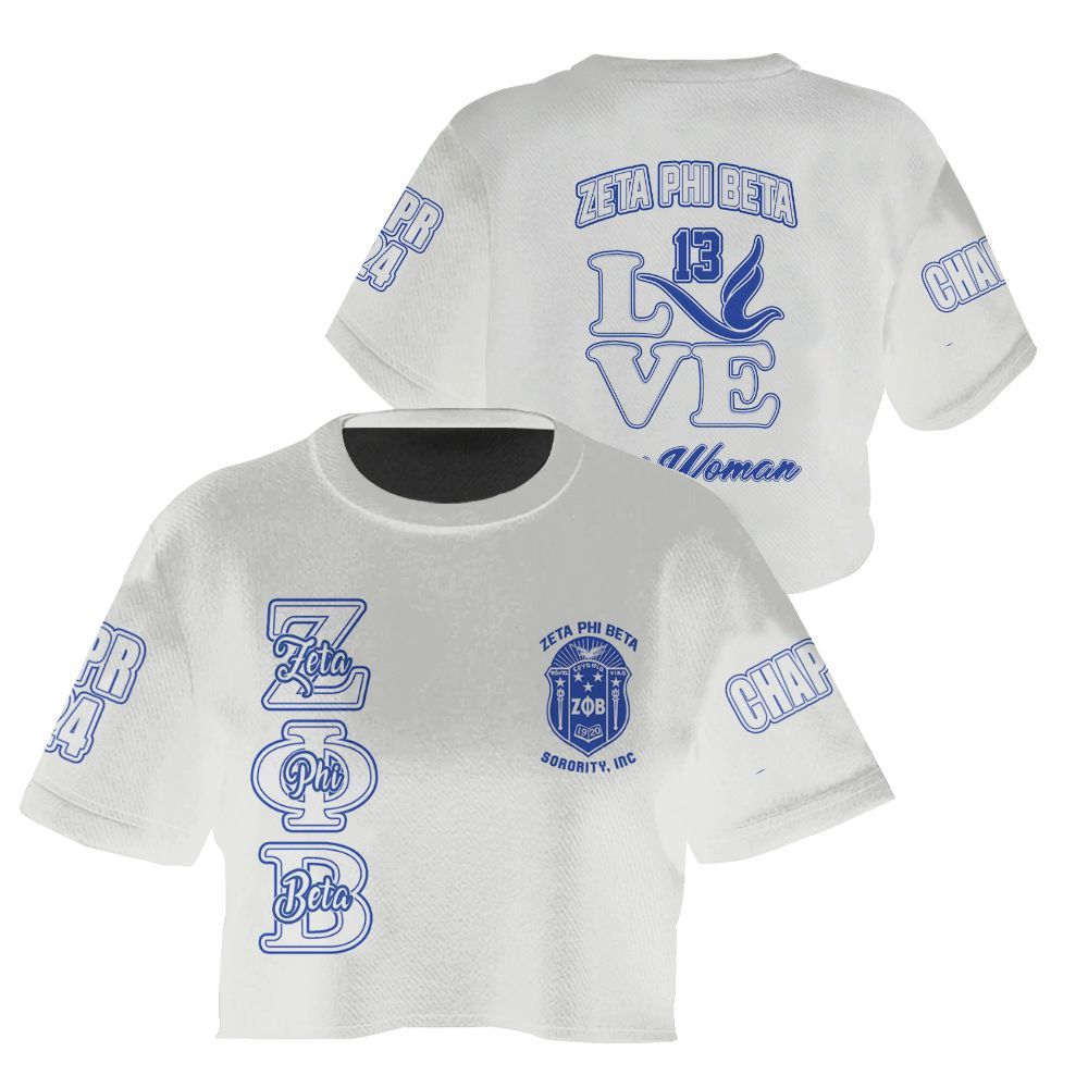 Ireishprint Zeta Phi Beta Custom Chapter Crop Shirt, Personalized Love Zeta Dove Z Phi B White 1920 Sorority Crop Top