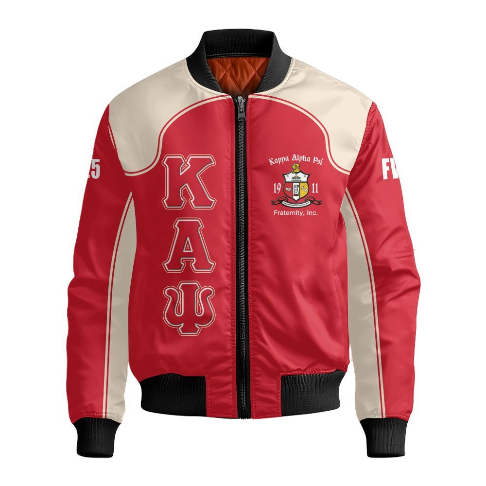 Ireishprint ΚΑΨ Custom Chapter Shirt, Kream ΚΑΨ Lettered Racing Style Fraternity Bomber Jacket