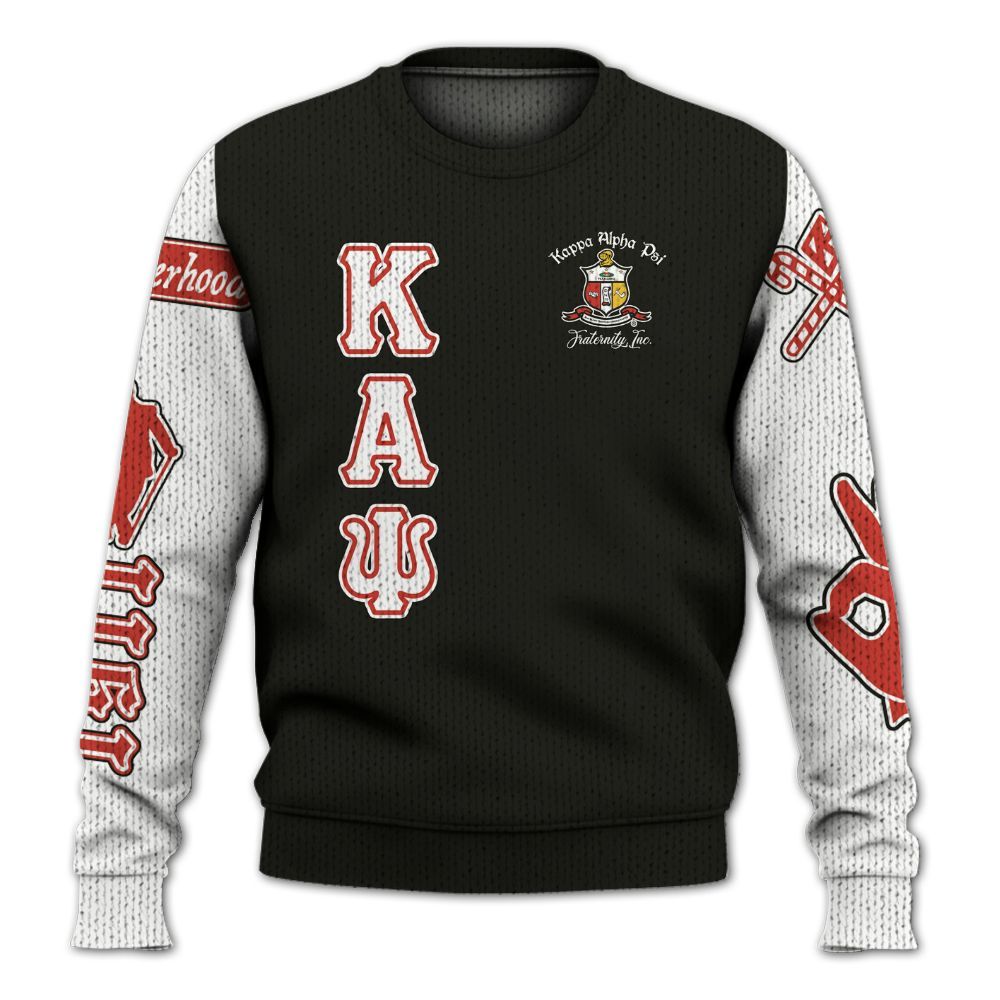 Ireishprint ΚΑΨ Shirt, Simple Black Sporty Style Kappa Yo Nupe 1911 Fraternity Knitted Sweater
