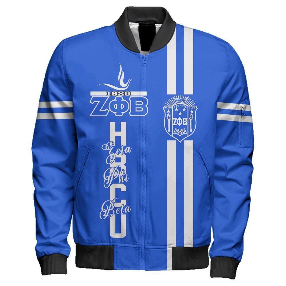 HBCU Zeta Phi Beta Dove Sleeve Zip Bomber Jacket