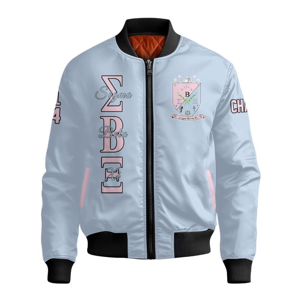 Ireishprint Sigma Beta Xi Custom Chapter Knitted Cardigan, Personalized Blue Knitted Cardigan Sigma Beta Xi Sorority Bomber Jacket