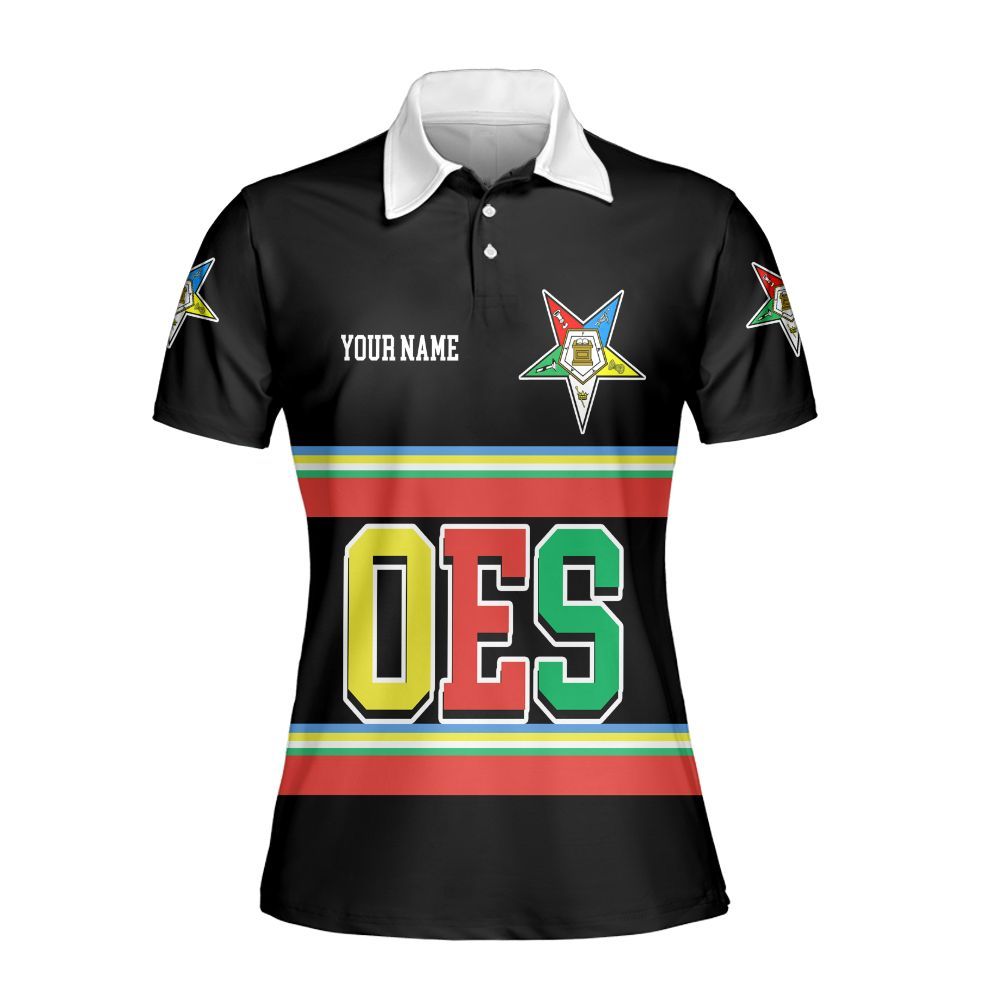 Ireishprint OES Custom Legacy Polo Shirt, Black Line Emblem Order Of The Eastern Star OES Polo Shirt Sorority Polo Shirt