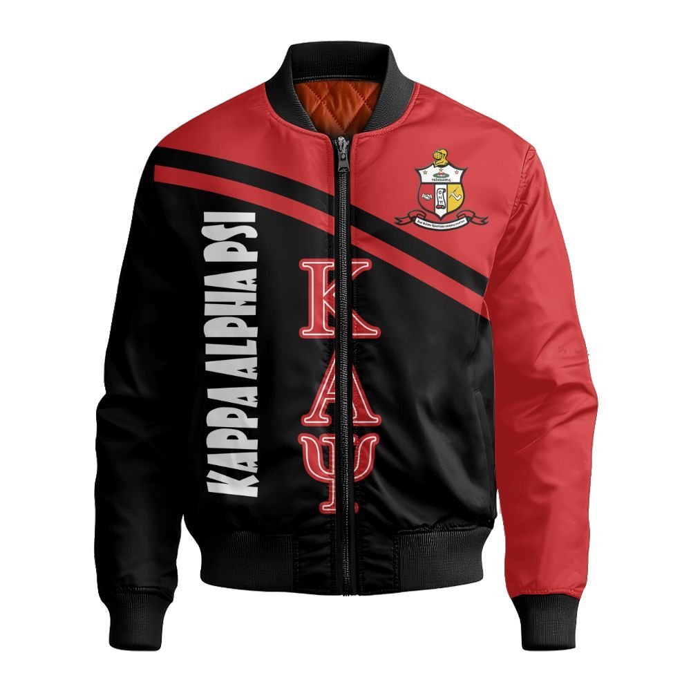 Ireishprint ΚΑΨ Bomber Jacket, Curved Shoulder Style Black Kappa Jacket Since 1911 Fraternity Bomber Jacket