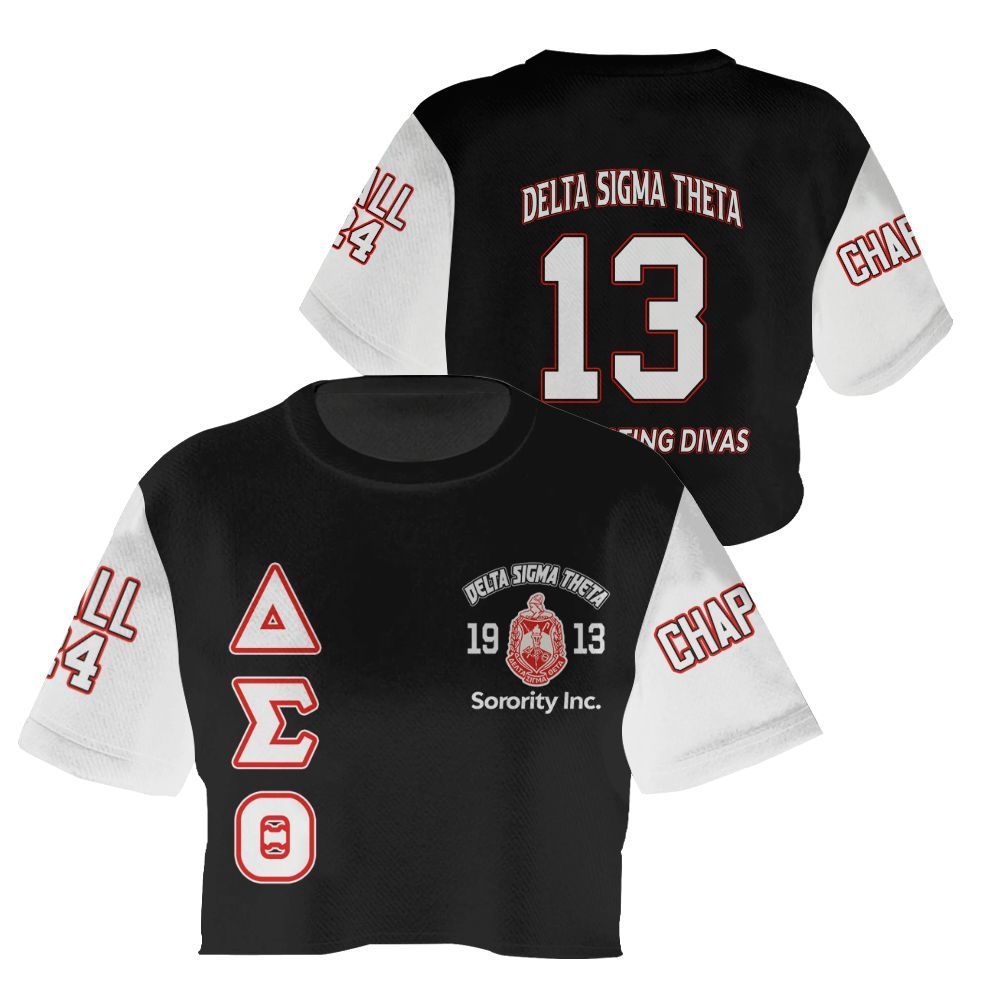Ireishprint Delta Sigma Theta Custom Chapter Crop Shirt, Delta Sigma Theta Retro Style White 1913 Sorority Crop Top