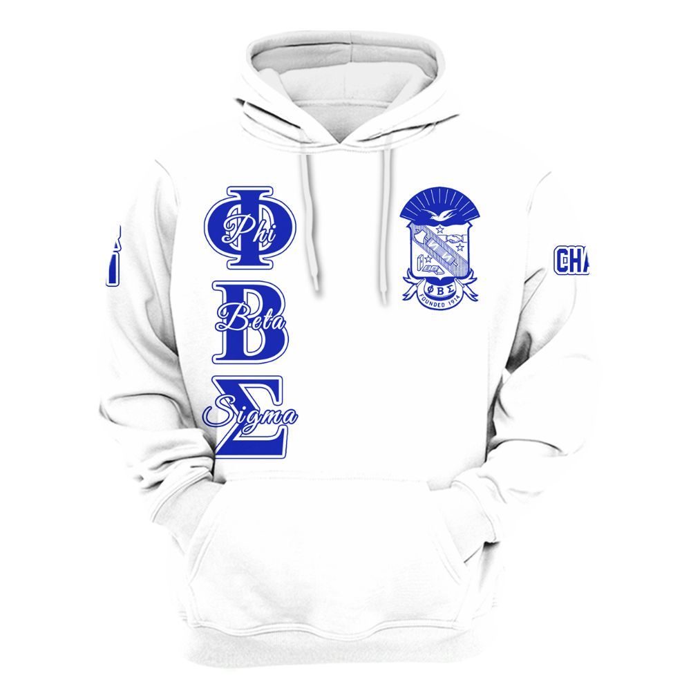 Ireishprint ΦΒΣ Custom Chapter Shirt, Personalized White Royal Blue Shirt ΦΒΣ Fraternity Hoodie