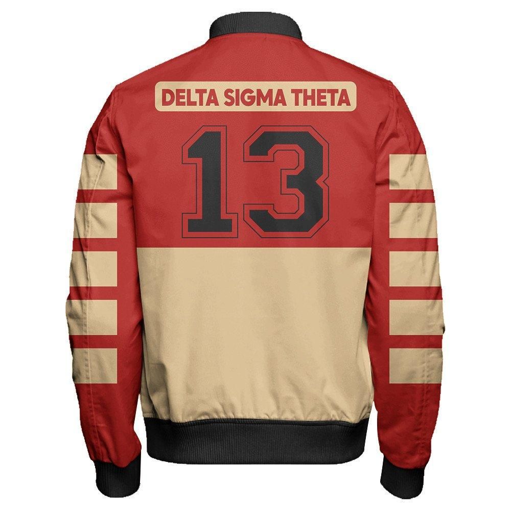 Delta Sigma Theta Sporty Premium Sleeve Zip Bomber Jacket