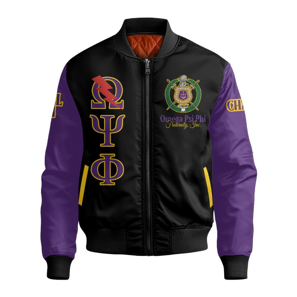 Ireishprint ΩΨΦ Custom Chapter Varsity Jacket, Personalized Black Jacket ΩΨΦ 1911 Fraternity Bomber Jacket