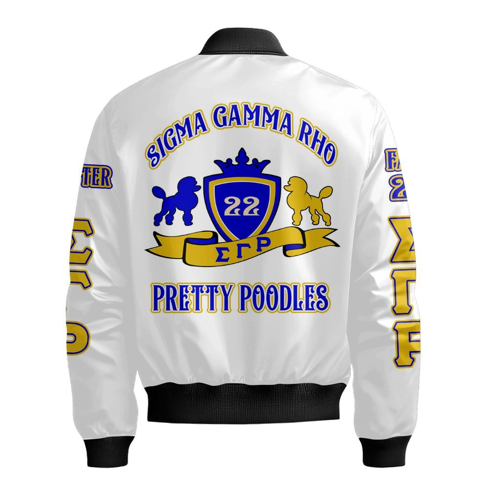 Ireishprint Sigma Gamma Rho Custom Line Crossing Jacket, Personalized Sigma Gamma Rho Poodle Jacket Sigma Gamma Rho Sorority Bomber Jacket