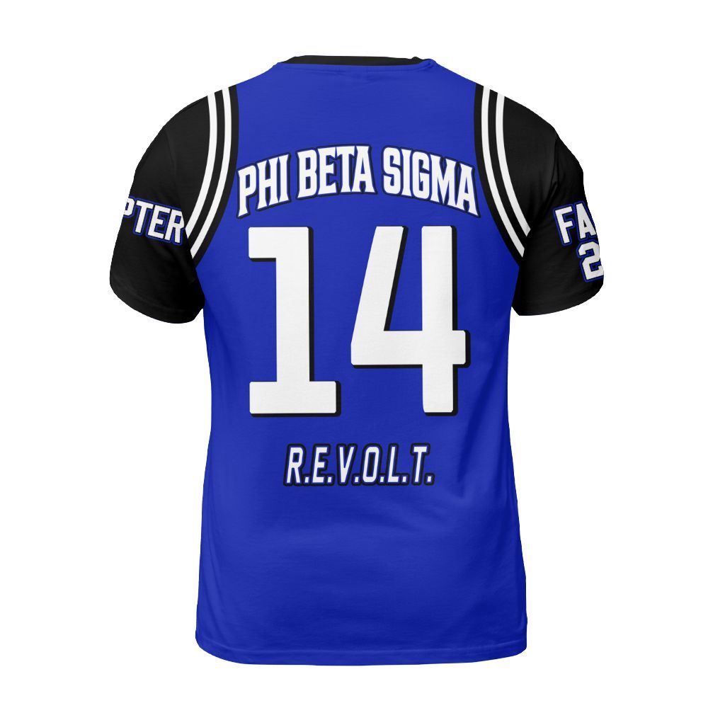Ireishprint ΦΒΣ Custom Chapter Shirt, Personalized Black Curved Royal Blue 1914 Fraternity Shirt