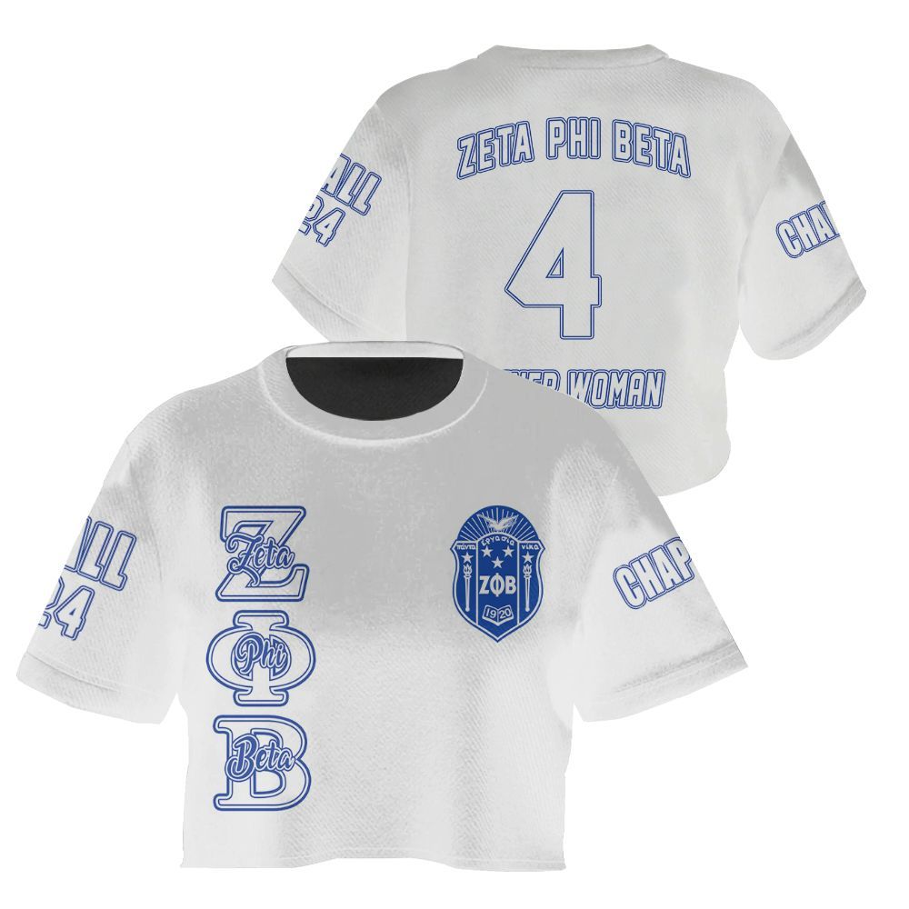 Ireishprint Zeta Phi Beta Custom Chapter Crop Shirt, Personalized White Shirt Zeta Phi Beta Sorority Crop Top