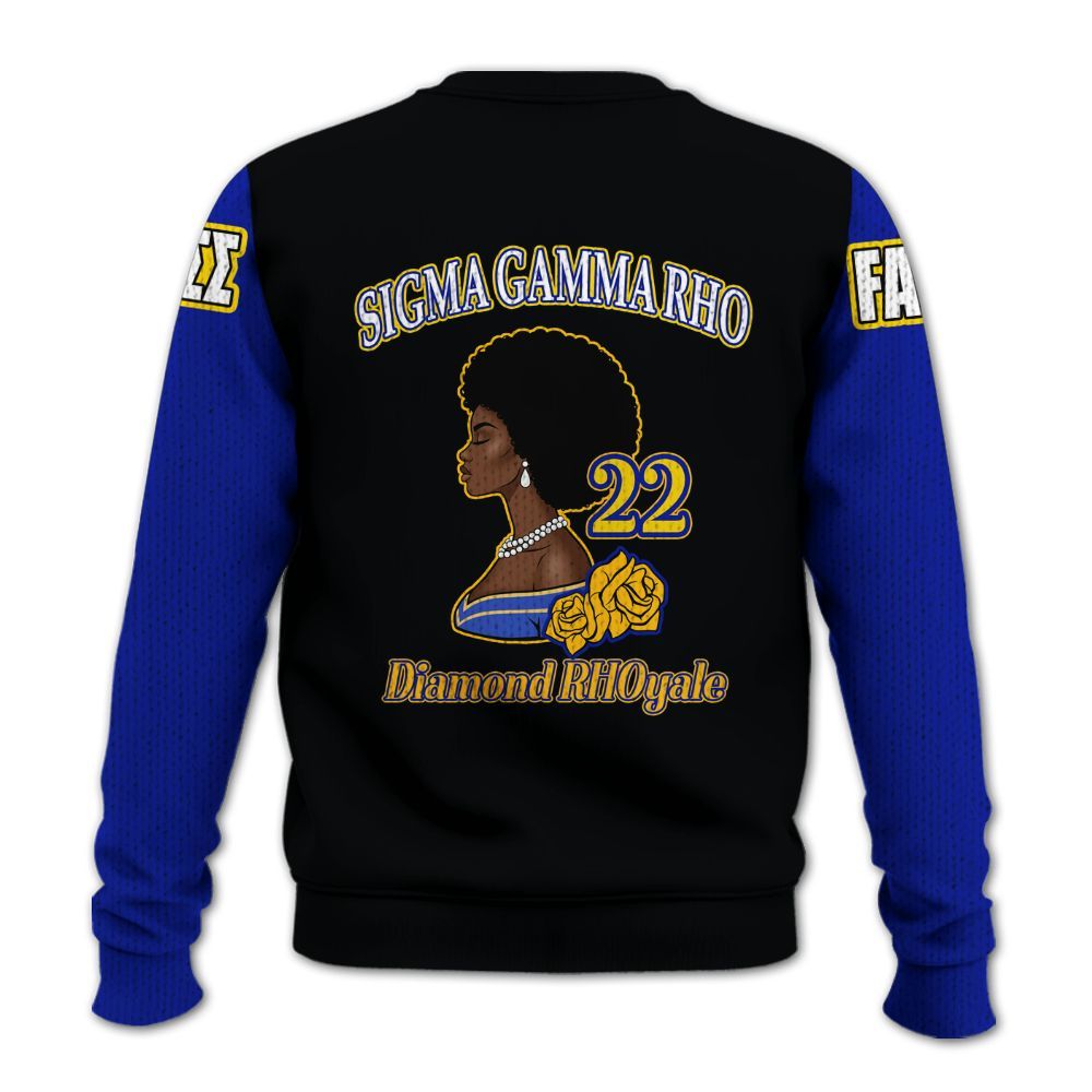 Ireishprint Sigma Gamma Rho Custom Chapter Shirt, RHoyal Pretty Black Mix Gold Style 1922 Sorority Knitted Sweater