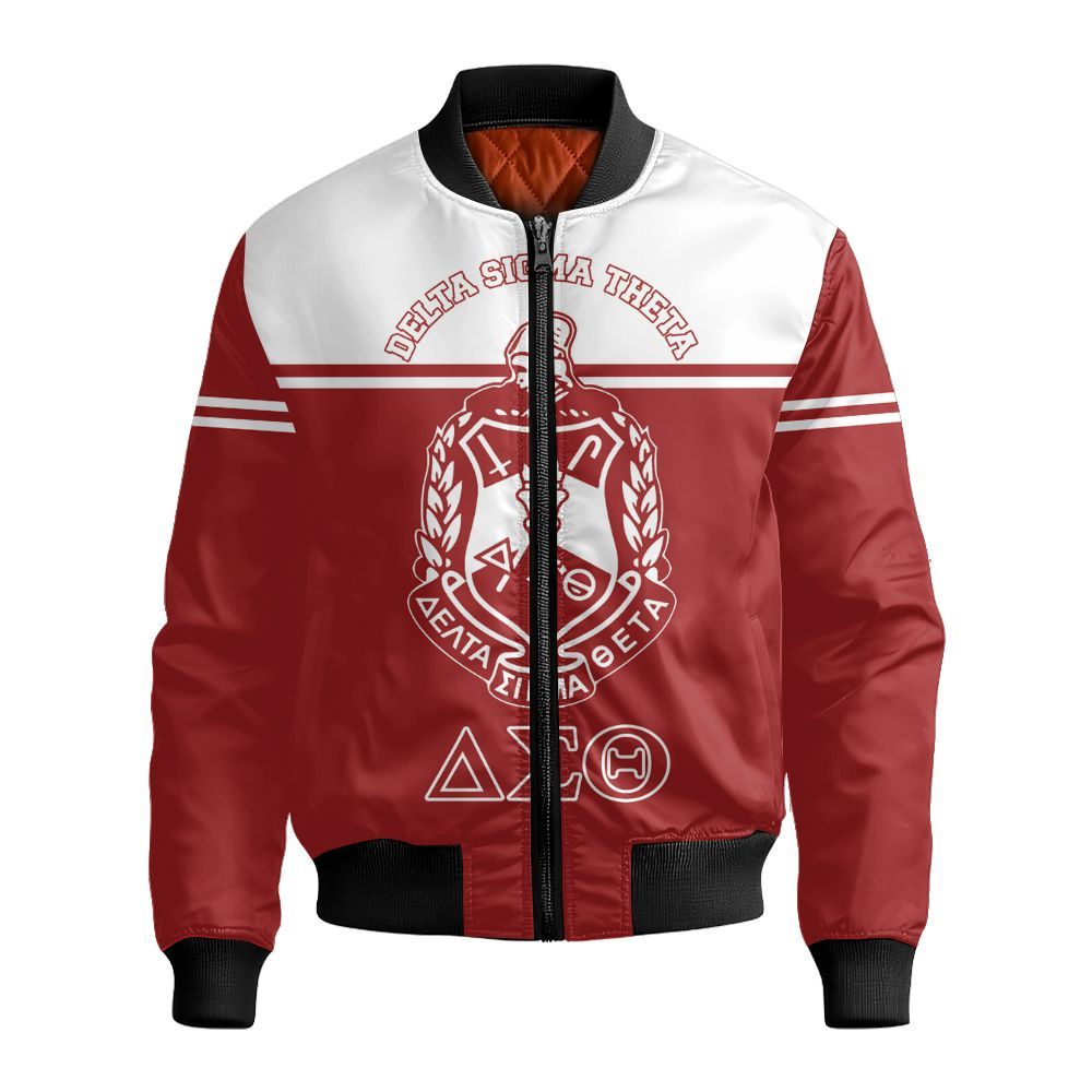 Ireishprint Delta Sigma Theta Shirt, Deltas Crimson Duo White Color 1913 Sorority Bomber Jacket