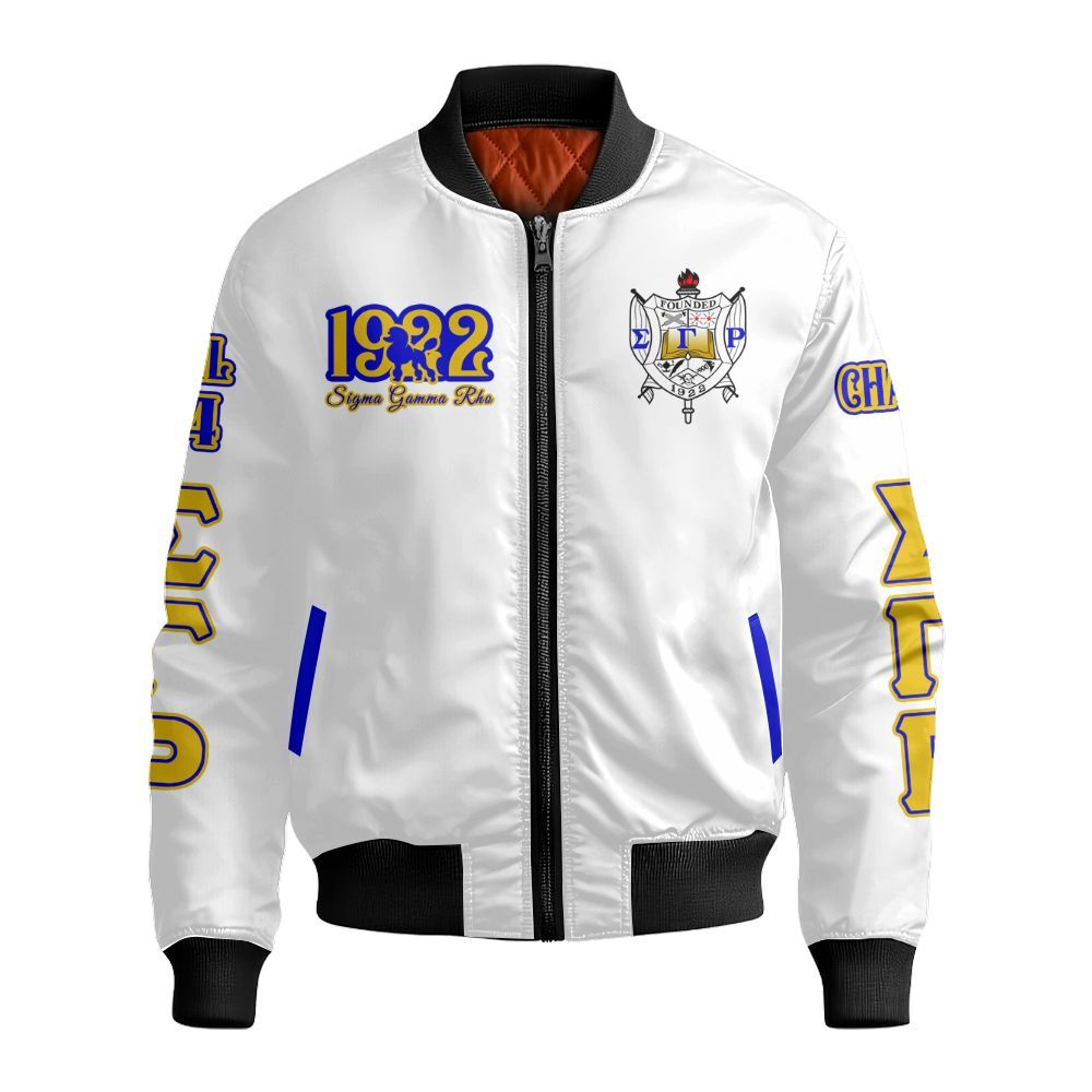 Ireishprint Sigma Gamma Rho Custom Chapter Cardigan, Personalized Poodle Cardigan Sigma Gamma Rho Sorority Bomber Jacket