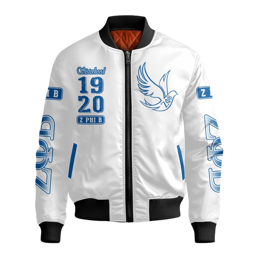 Ireishprint Zeta Phi Beta Varsity Jacket, Sisterhood Beta Girl White Varsity Jacket Zeta Phi Beta Sorority Bomber Jacket