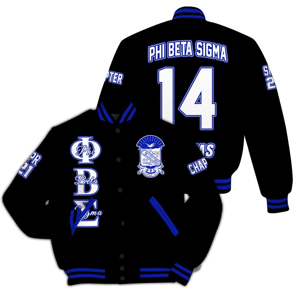 Ireishprint ΦΒΣ Custom Chapter Varsity Jacket, Personalized Black Jacket 1914 Fraternity Jacket