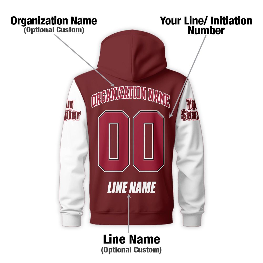 Custom Chapter Hoodie, Kappa Alpha Psi Crimson White Sleeve Jacket Since 1911 Fraternity Hoodie