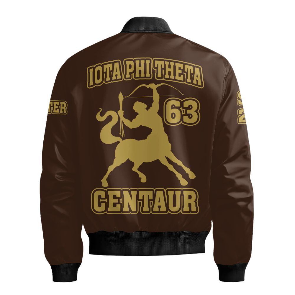 Ireishprint Iota Phi Theta Custom Chapter Cardigan, Personalized Centaur Charcoal Brown Cardigan Iota Phi Theta Fraternity Bomber Jacket