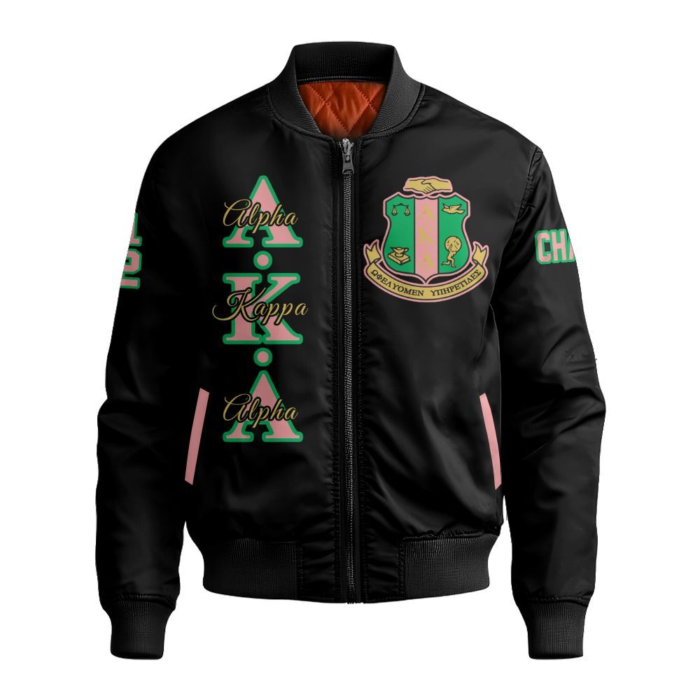 Ireishprint A.K.A Custom Chapter Bomber Jacket, Personalized Black Bomber Jacket 1908 Sorority Bomber Jacket