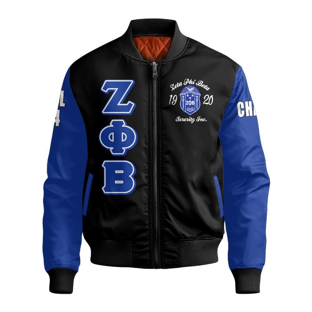 Ireishprint Zeta Phi Beta Custom Chapter Varsity Jacket, Zeta Queen Z Phi B Black 1920 Sorority Bomber Jacket