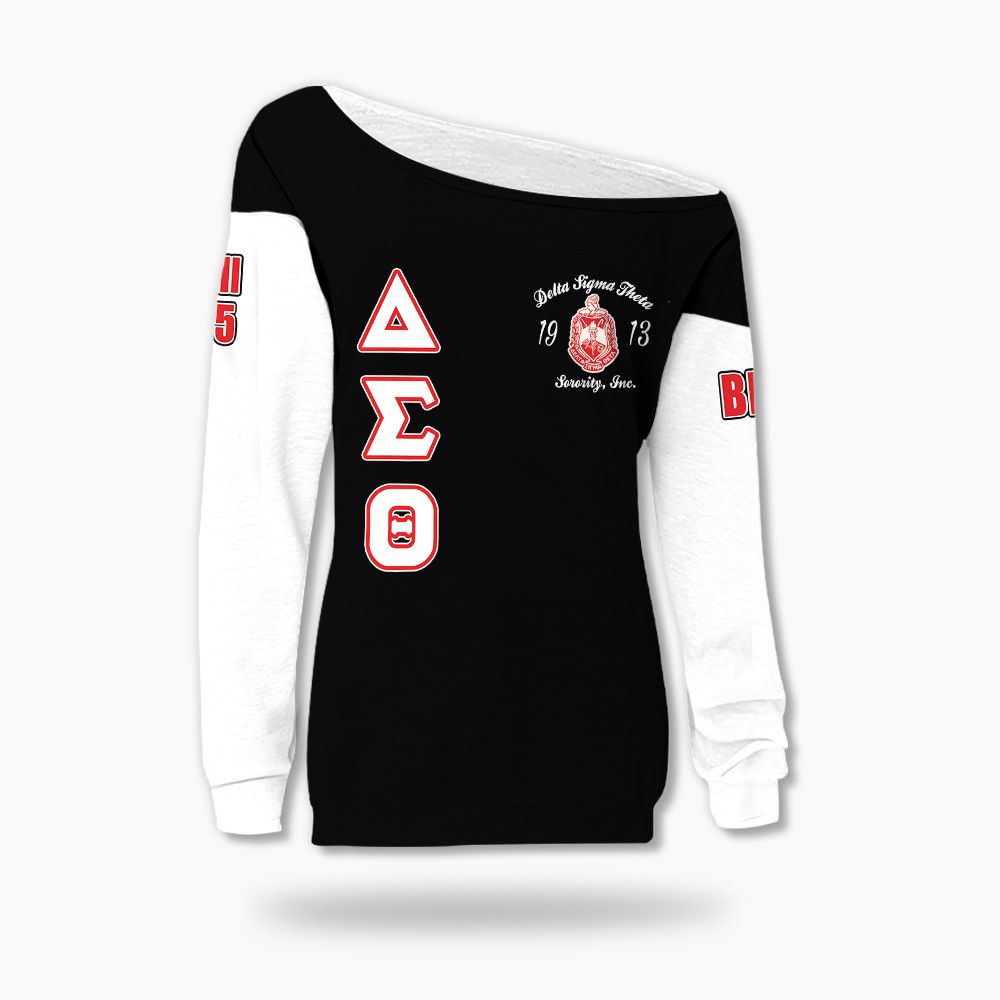 Ireishprint Delta Sigma Theta Custom Chapter Off Shoulder Sweatshirt, Delta Sisterhood Sorority Off Shoulder Sweatshirt