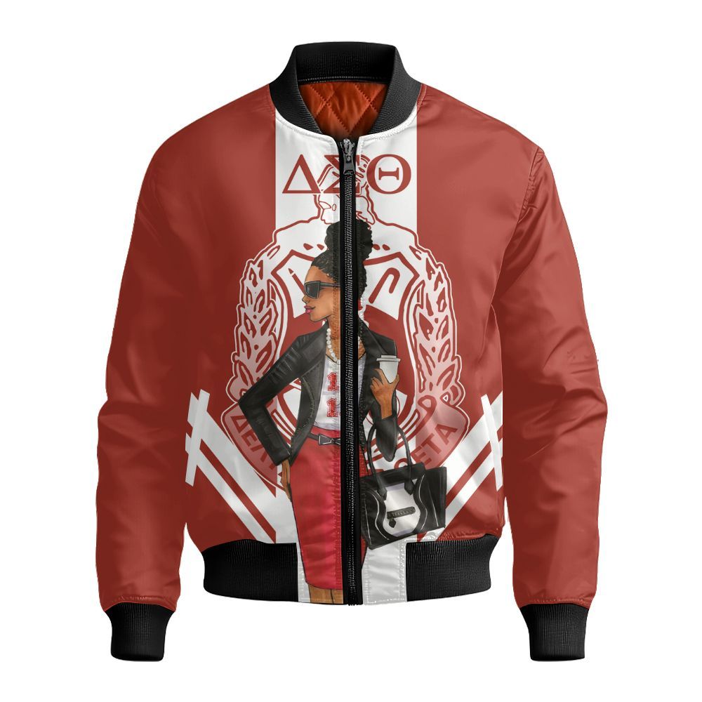 Ireishprint Delta Sigma Theta Polo Shirt, Delta Sigma Theta Modern Girl Sorority Bomber Jacket