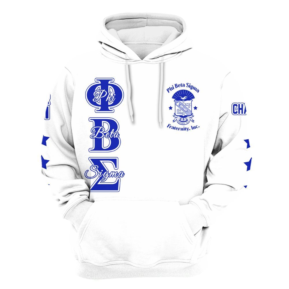 Ireishprint ΦΒΣ Custom Chapter Shirt, Personalized Three Stars White Royal Blue Shirt 1914 Fraternity Hoodie